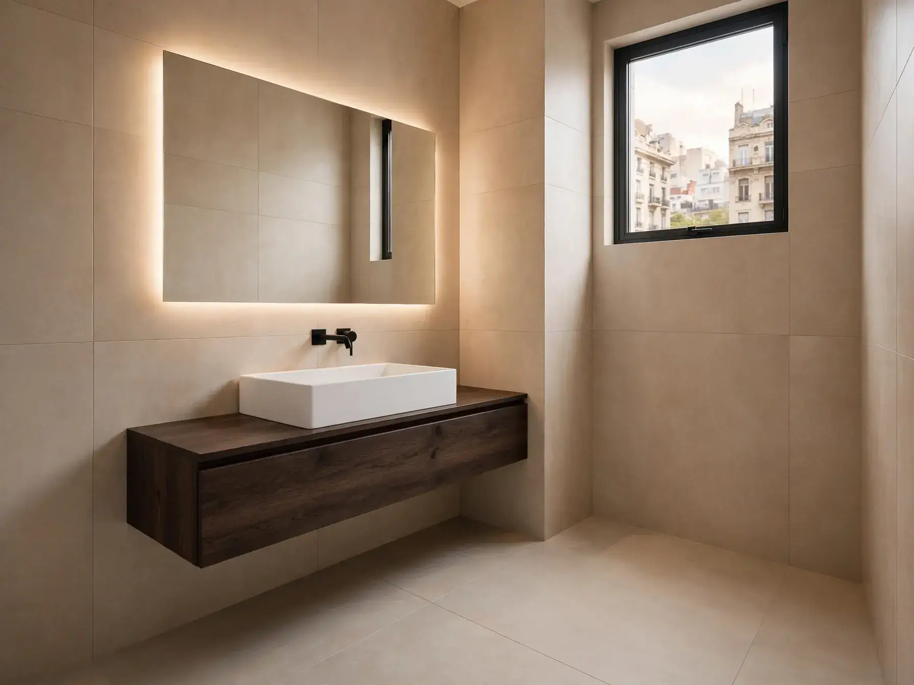 Baño completo de gran formato entregado por Albarenas